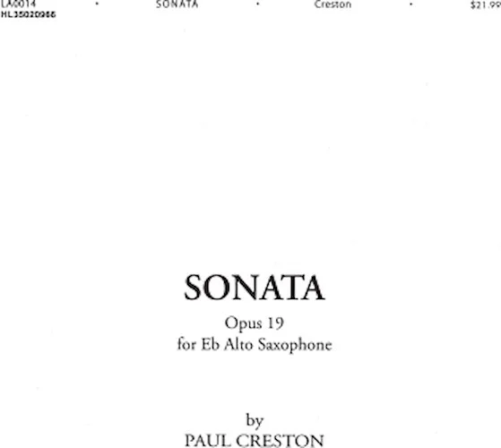Sonata, Op. 19 - for E-Flat Alto Saxophone