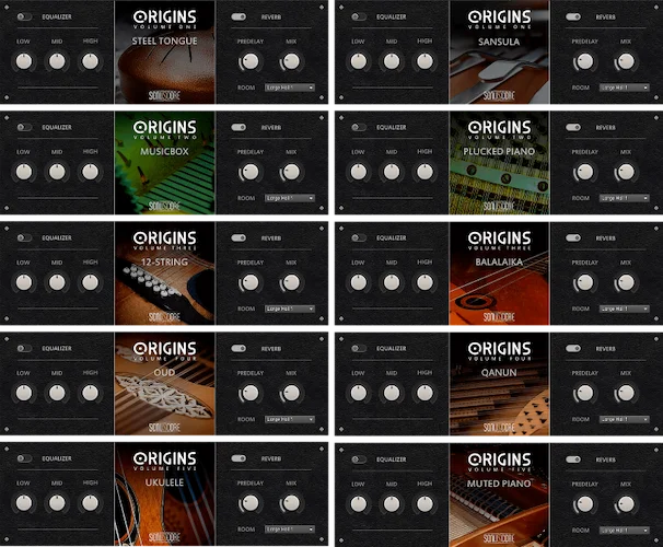 Sonuscore Origins Bundle Vol.1-5 (Download)<br>Bundle -Ukelele&Muted Piano,Oud&Qanun,12-Sting&Balalaika,Musicbox&Plucked Piano,Steel Tongue&Sansula