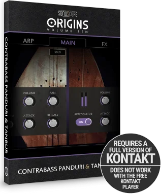 Sonuscore Origins Vol.10: Contrabass Pan & Tan (Download)<br>Though the two instruments come from neighboring regions, the Contrabass Panduri is so rare that this excellent pairing has perhaps never occurred. Until now.