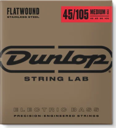 STAINLESS STEEL FLATWOUND MEDIUM SCALE BASS STRINGS 45-105