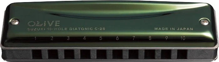 Suzuki C-20-E Olive Harmonica. Key of E