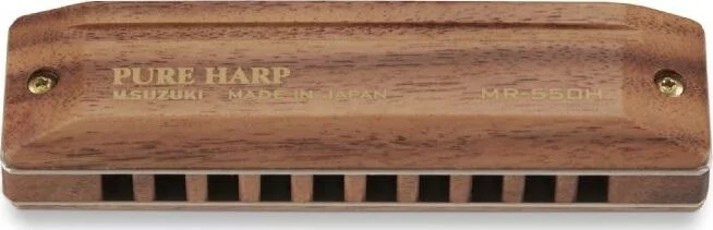 Suzuki MR-550H-A Koa Pure Harp 10-Hole Diatonic Harmonica. Key of A