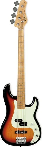 Tagima TW 65 Series 4 String Bass in Sunburst, Light Fretboard and Mint Green Pickguard