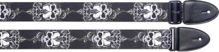Terylene guitar strap w/ Black Skull motif