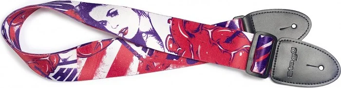 Terylene guitar strap w/ "Pop girl" pattern