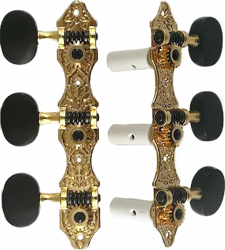 TK-7942-0E2 Gold-Ebony Classical Hauser Style Tuner Set- set of 2 pcs<br>