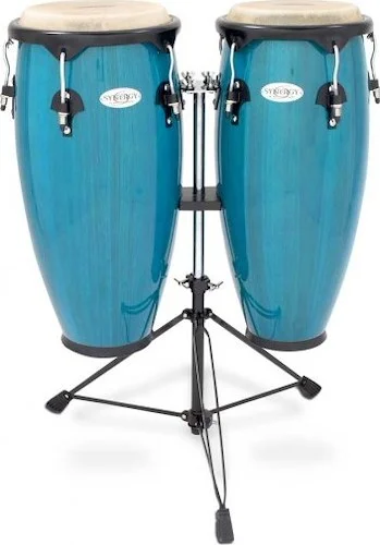 Toca Synergy 10'' and 11'' Congas with Stand Bahama Blue Wood Finish