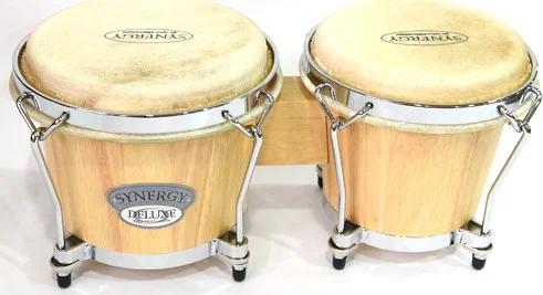 Toca Synergy Deluxe Bongos, 6" Macho, 6.75" Hembra, Remo Heads, Natural Matte Finish