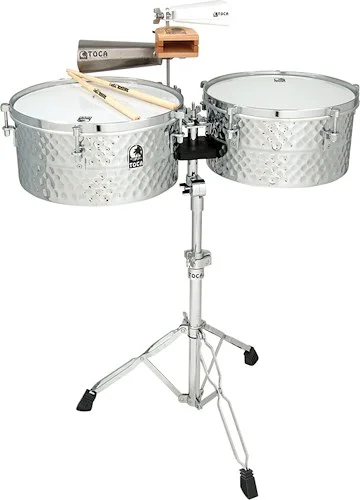 Toca TPT1415-SS Pro Line Timbale Set W/Stand Stainless Steel