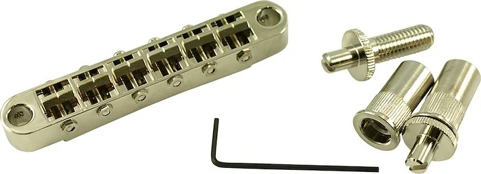 TonePros Metric Tune-O-Matic Bridge With Large Posts And Notched Saddles Nickel
