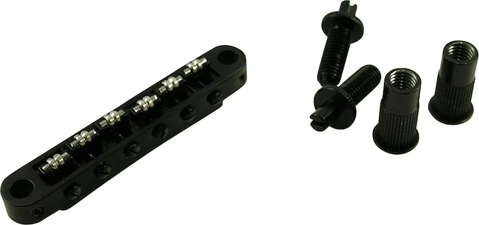 TonePros Metric Tune-O-Matic Bridge With Large Posts And Roller Saddles Black