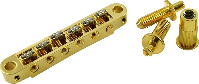 TonePros Metric Tune-O-Matic Bridge With Large Posts And Roller Saddles Gold