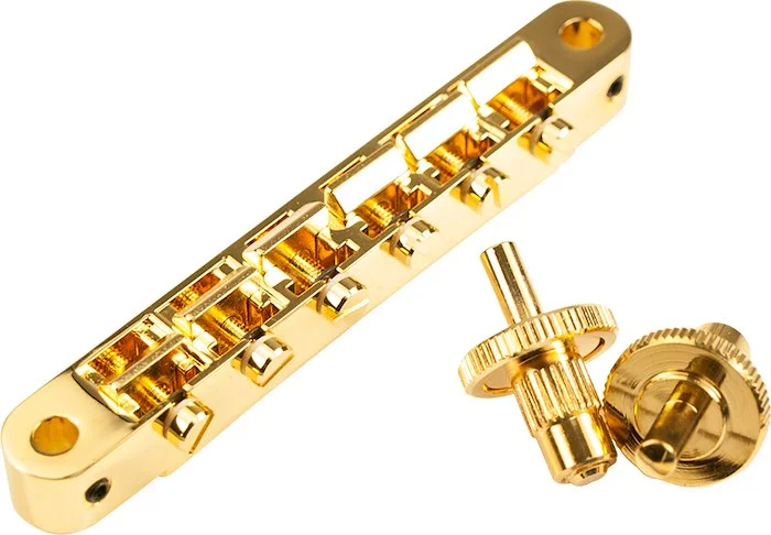 TonePros Replacement AVR2 Tune-O-Matic Bridge With Standard Nashville Post Gold