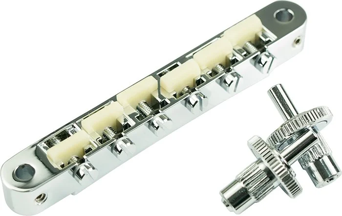 TonePros Replacement AVR2 Tune-O-Matic Bridge With Standard Nashville Post And "G Formula" Saddles Chrome