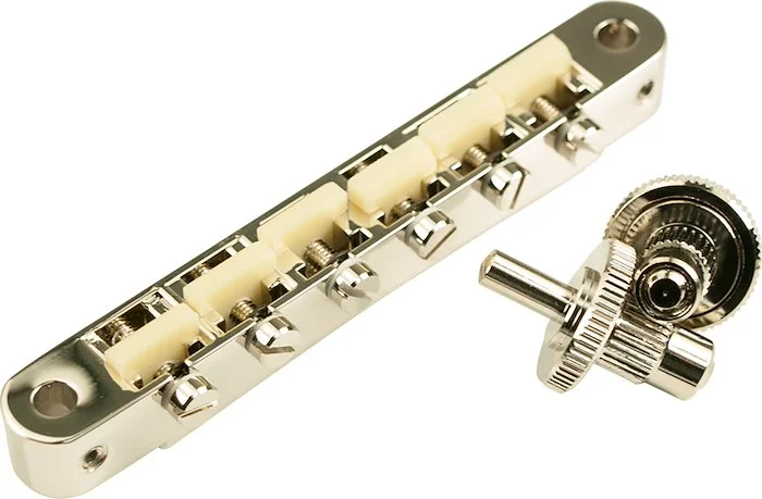 TonePros Replacement AVR2 Tune-O-Matic Bridge With Standard Nashville Post And "G Formula" Saddles Nickel