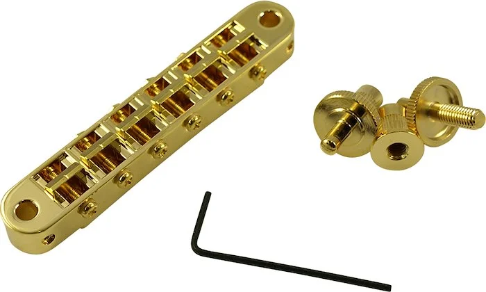 TonePros Standard Tune-O-Matic Bridge With Small Posts And Notched Saddles Gold