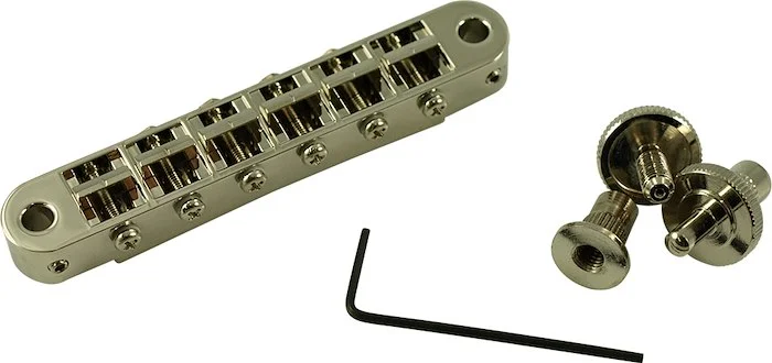 TonePros Standard Tune-O-Matic Bridge With Small Posts And Notched Saddles Nickel