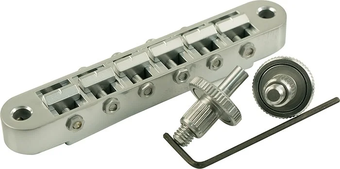 TonePros Standard Tune-O-Matic Bridge With Small Posts And Notched Saddles Satin Chrome