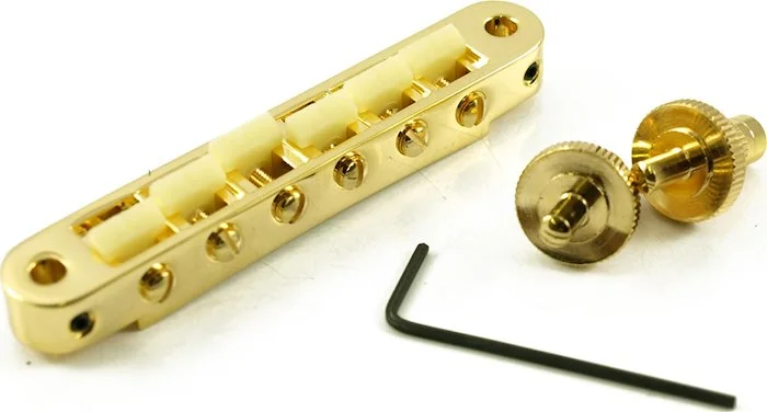 TonePros Standard Tune-O-Matic Bridge With Small Posts and "G Formula" Saddles Gold