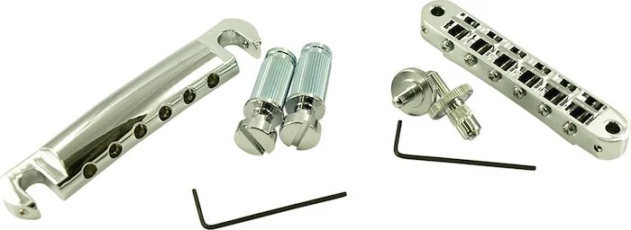 TonePros Standard Tune-O-Matic/Tailpiece Set (Small Posts/Notched Saddles) Chrome