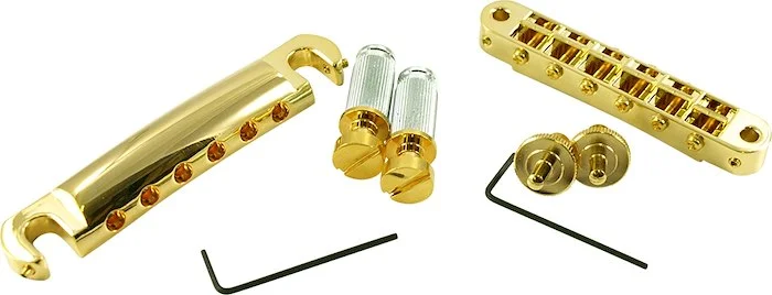TonePros Standard Tune-O-Matic/Tailpiece Set (Small Posts/Notched Saddles) Gold