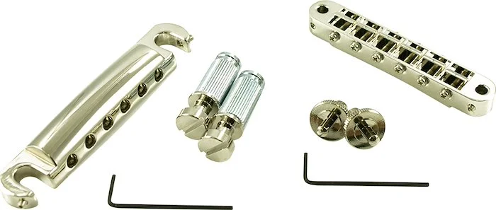 TonePros Standard Tune-O-Matic/Tailpiece Set (Small Posts/Notched Saddles) Nickel