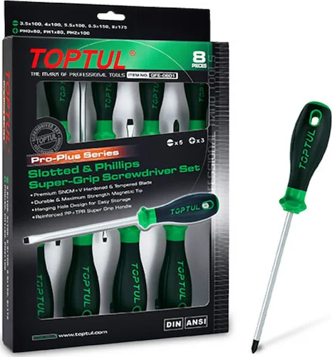 TOPTUL 8 piece Pro-Series Screwdriver Set<br>