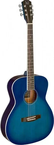 Transparent blueburst acoustic auditorium guitar with solid spruce top, Bessie series