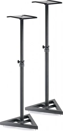 Two, height-adjustable, steel studio monitor or light stands