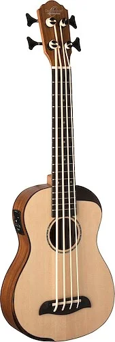 Oscar Schmidt OUB500K-A Acoustic Electric Bass Ukulele. Comfort Arm Rest Natural Spruce