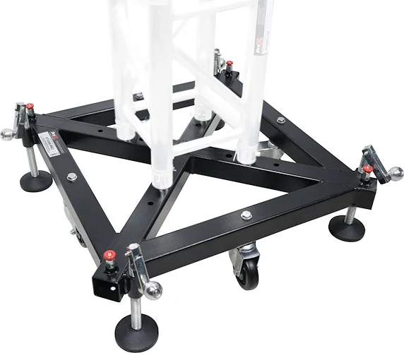 Universal Vertical Tower Truss Ground Support Base on Wheels with Leveling Jacks for F34, F44 and 12" Bolt truss