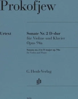 Violin Sonata No. 2 in D Major, Op. 94a - (from Flute and Piano) for Violin