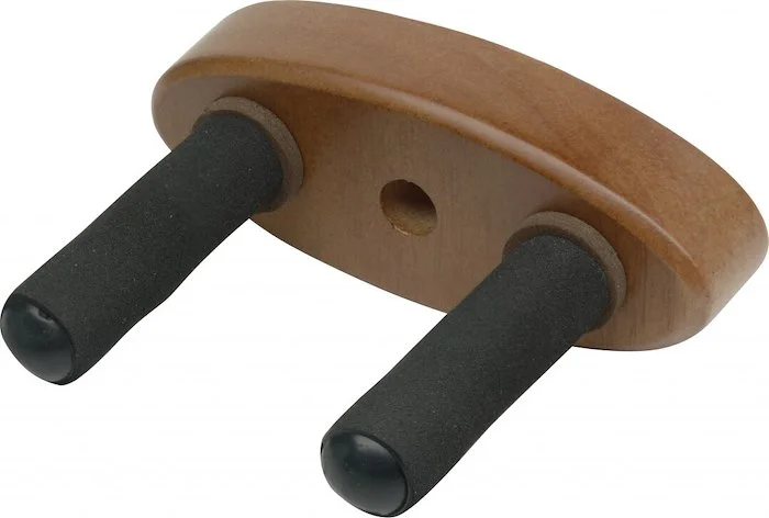 Wall-mounted holder w/ oval wooden base for ukuleles, mandolins and violins