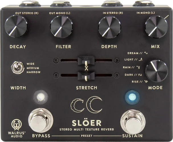 Walrus SLOER Stereo Ambient Reverb Pedal, Black