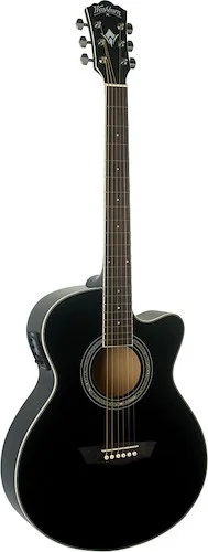 Washburn EA12 Festival Series Mini Jumbo Cutaway Acoustic Electric Guitar. Black