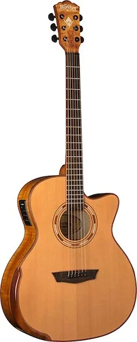 Washburn G66SCE Comfort Deluxe 66 Auditorium Cutaway Acoustic Electic Grand Guitar. Spalted Maple