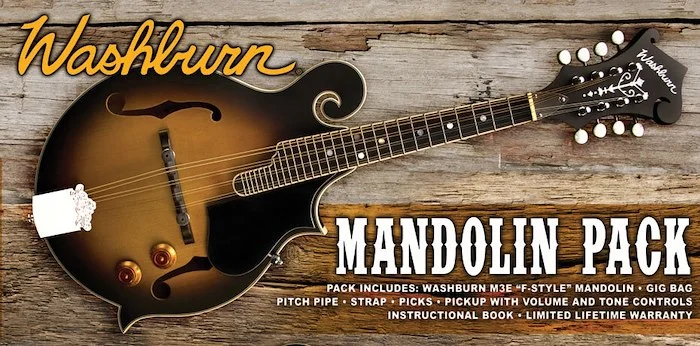 Washburn M3E Pack American Series F-Style Mandolin Pack. Sunburst