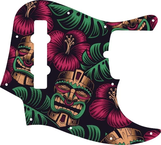 WD Custom Pickguard For American Made Fender 5 String Jazz Bass #GAL01 Aloha Tiki Graphic