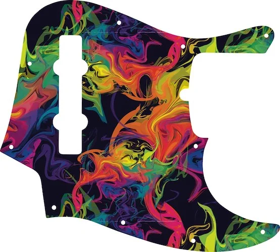 WD Custom Pickguard For American Made Fender 5 String Jazz Bass #GP01 Rainbow Paint Swirl Graphic