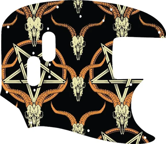WD Custom Pickguard For Fender 1966-1983 USA Mustang Bass #GOC01 Occult Goat Skull & Pentagram Graphic