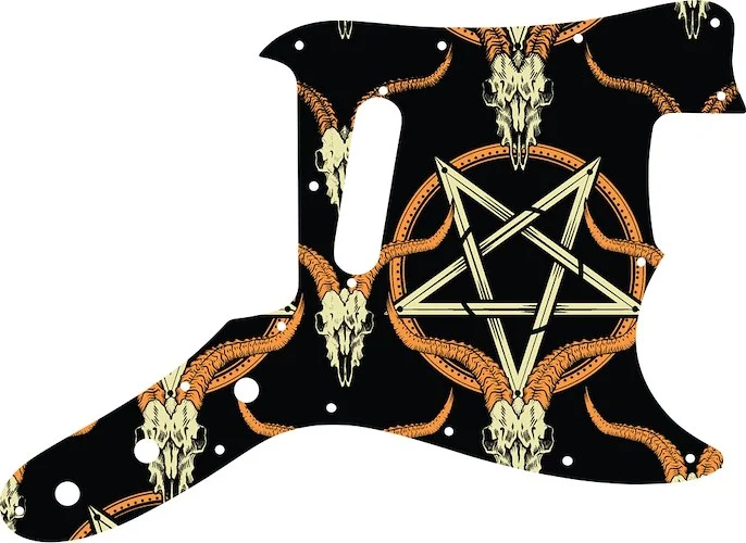 WD Custom Pickguard For Fender 1967-1981 Bronco #GOC01 Occult Goat Skull & Pentagram Graphic