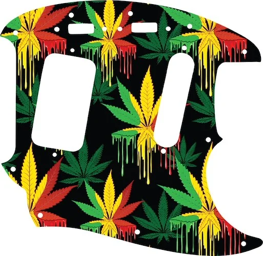 WD Custom Pickguard For Fender 1990's Jag-Stang #GC01 Rasta Cannabis Drip Graphic