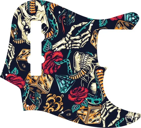 WD Custom Pickguard For Fender 1998-2009 Made In Japan Geddy Lee Limited Edition Jazz Bass #GT03 Vintage Flash Tattoo Graphic