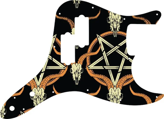 WD Custom Pickguard For Fender 2002-2010 Mark Hoppus Signature Bass #GOC01 Occult Goat Skull & Pentagram Graphic