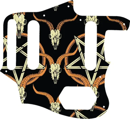 WD Custom Pickguard For Fender 2015-2018 Made In Mexico Classic Series 60s Jaguar Lacquer #GOC01 Occult Goat Skull & Pentagram Graphic