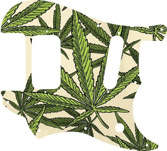 WD Custom Pickguard For Fender 2016-2019 Made In Mexico Duo-Sonic Offset HS - Custom Designed For Kurt Cobain Mustang Modification #GC02 Cannabis Leaf Graphic