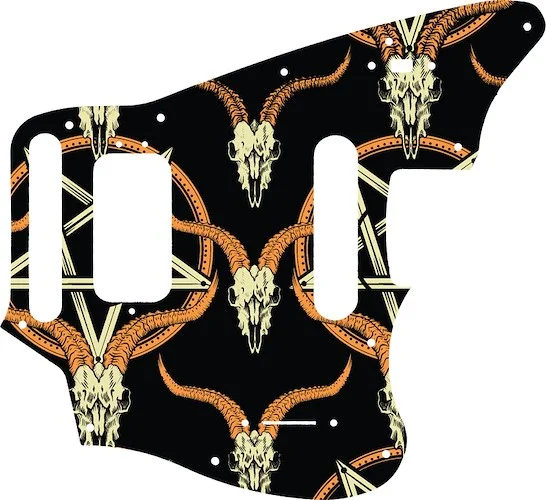 WD Custom Pickguard For Fender 2018-Present Made In Mexico Player Series Jaguar #GOC01 Occult Goat Skull & Pentagram Graphic