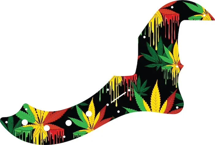 WD Custom Pickguard For Fender 5 String American Deluxe Or American Elite Dimension Bass V #GC01 Rasta Cannabis Drip Graphic