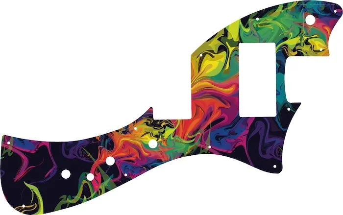 WD Custom Pickguard For Fender Alternate Reality Meteora HH #GP01 Rainbow Paint Swirl Graphic
