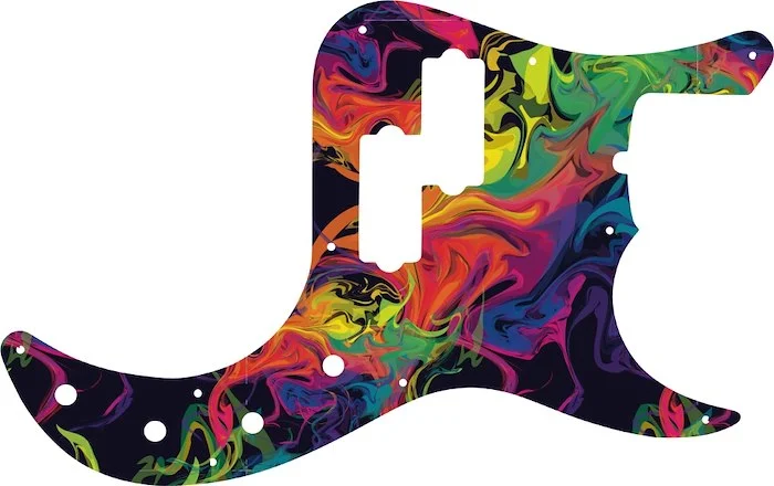 WD Custom Pickguard For Fender American Deluxe 22 Fret Precision Bass #GP01 Rainbow Paint Swirl Graphic